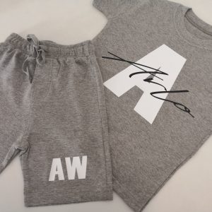 Signature initial shorts and t-shirt set